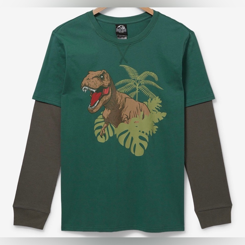 NWT Universal Studio Jurassic Park T-Rex layered long sleeve graphic tee XL